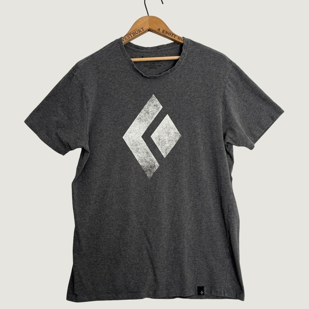 Black Diamond Mens Organic Cotton Graphic T-Shirt Charcoal Gray Large Distressed